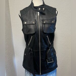 INC Genuine Leather vest with silver hardware sz small